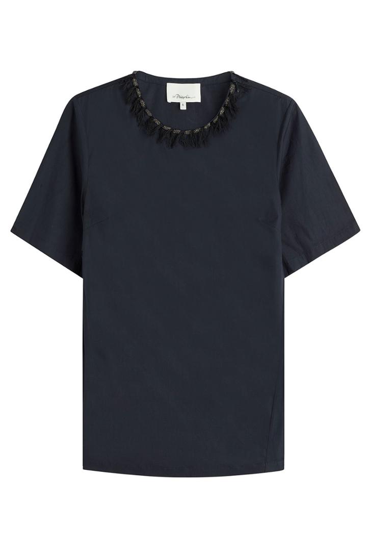 3.1 Phillip Lim 3.1 Phillip Lim Cotton Top With Fringed Collar