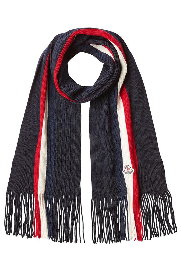 Moncler Moncler Ribbed Wool Scarf With Fringe