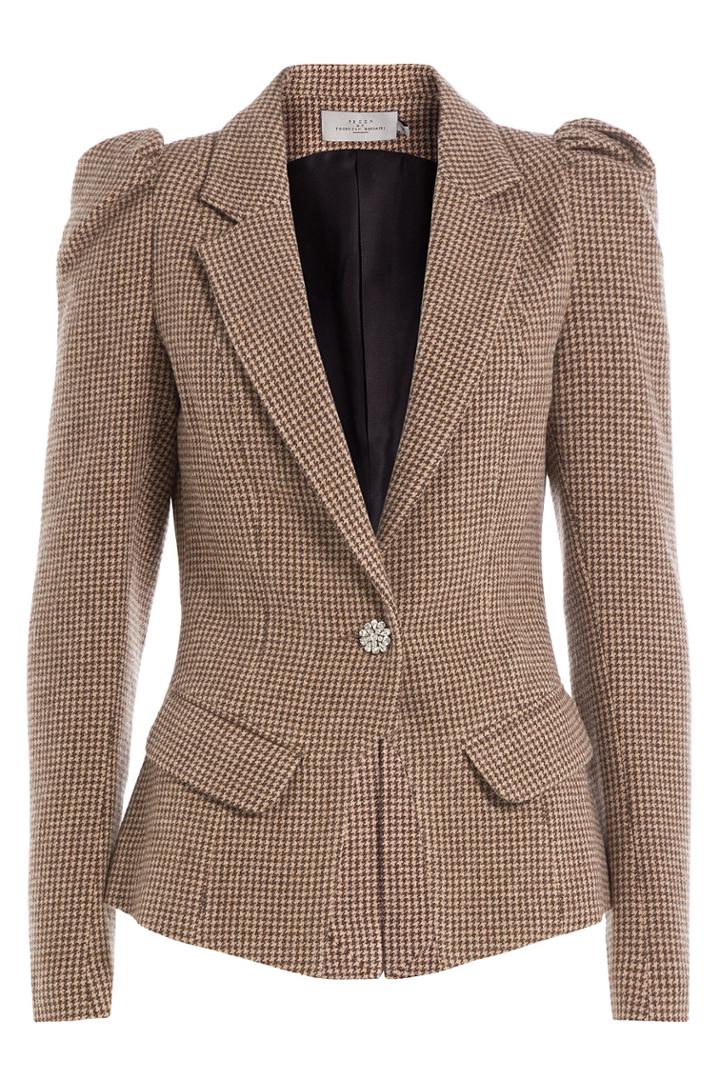Preen By Thornton Bregazzi Preen By Thornton Bregazzi Printed Virgin Wool Jacket - Brown