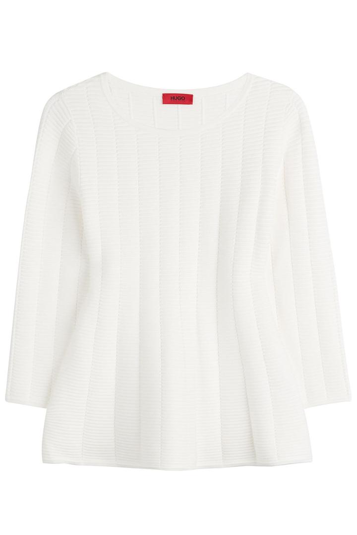 Hugo Hugo Structured Rib Peplum Top - Beige