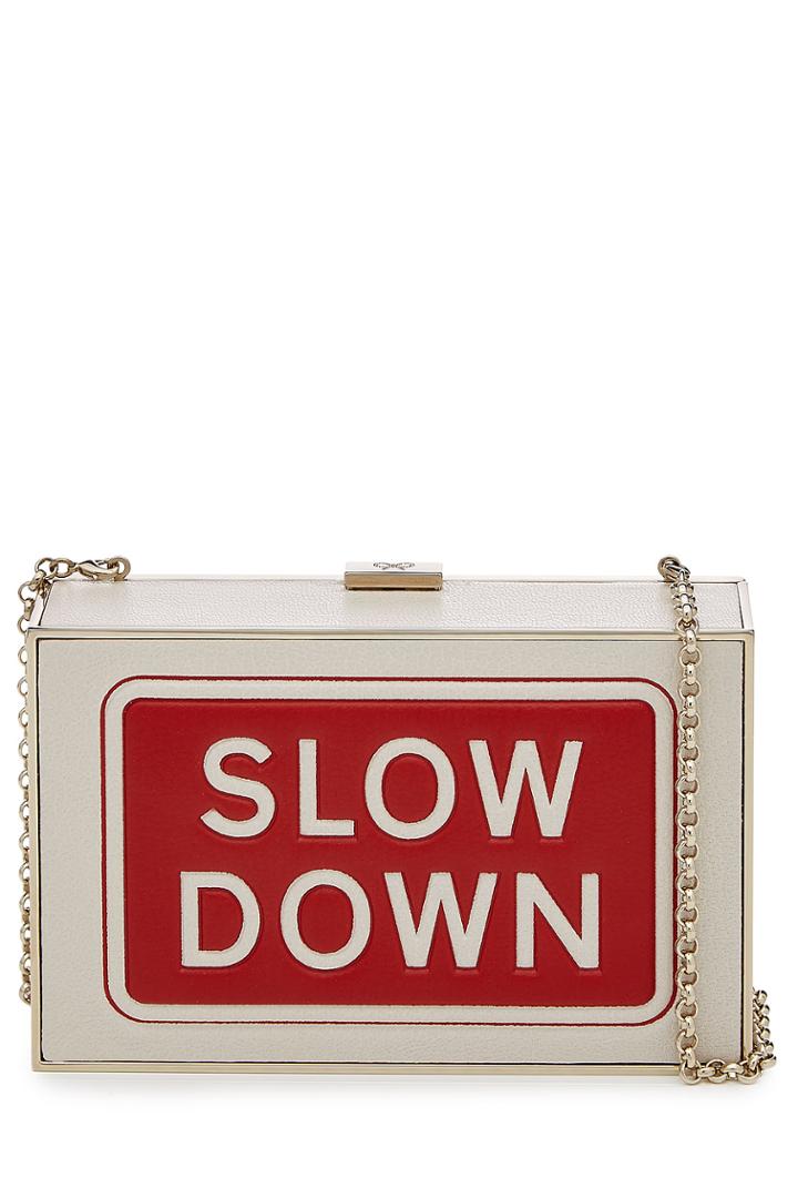 Anya Hindmarch Anya Hindmarch Slow Down Leather Clutch - Beige