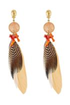 Gas Bijoux Gas Bijoux Serti Plume 24kt Gold Plated Earring With Feather