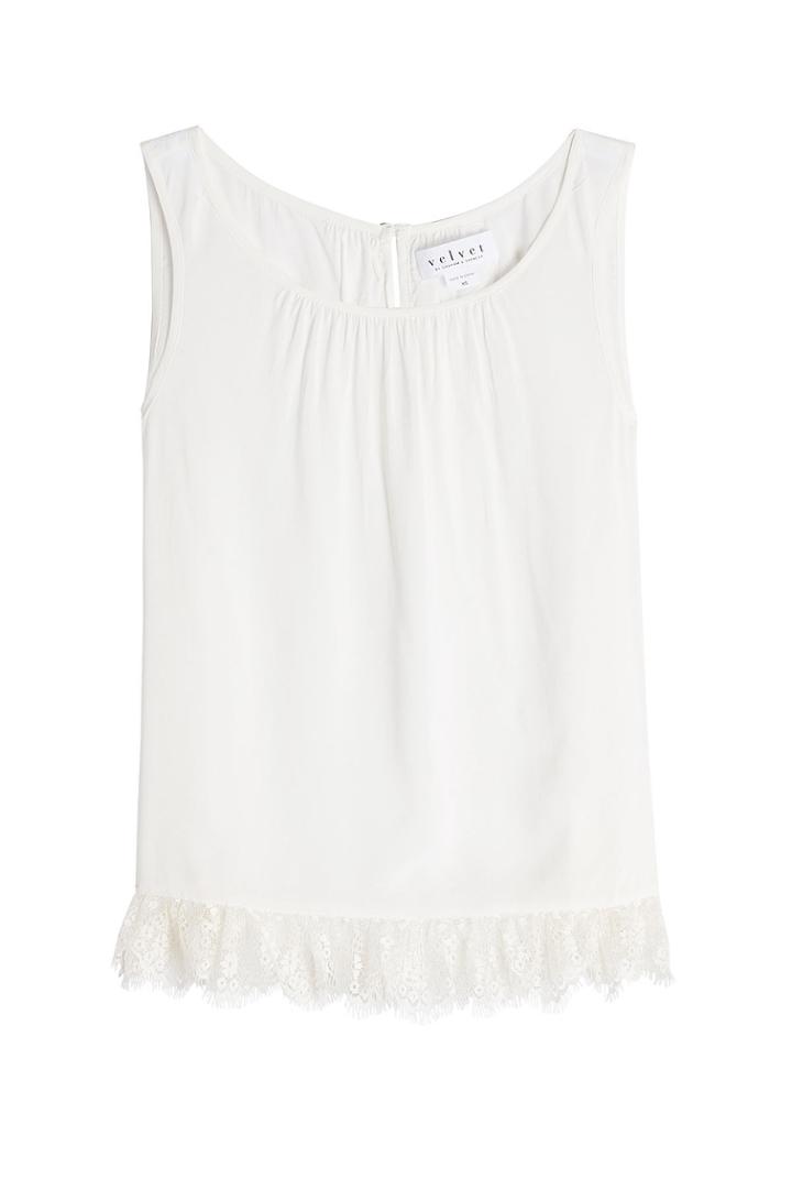 Velvet Velvet Shell With Lace - White