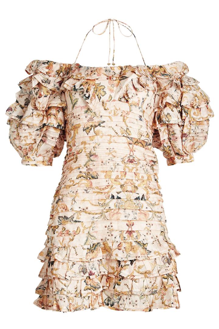 Zimmermann Zimmermann Painted Hearts Linen-silk Printed Dress With Pleats
