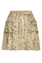 Iro Iro Moody Animal Print Silk Mini Skirt With Ruffles