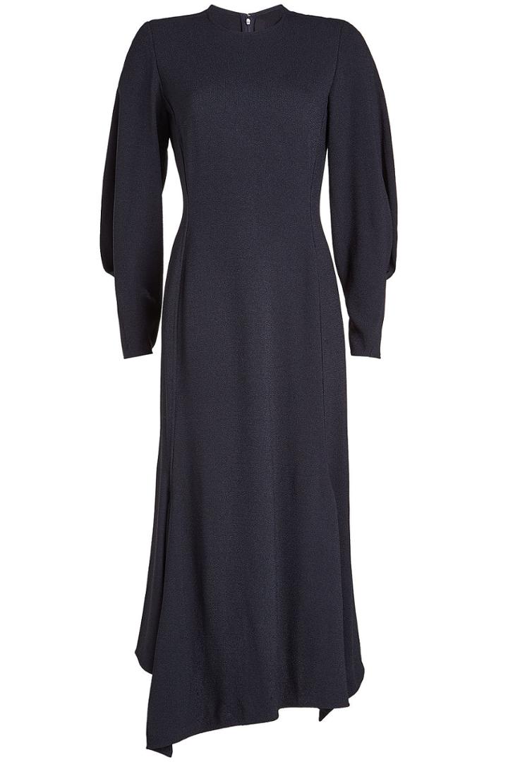 Victoria Beckham Victoria Beckham Draped Sleeve Asymmetric Midi Dress