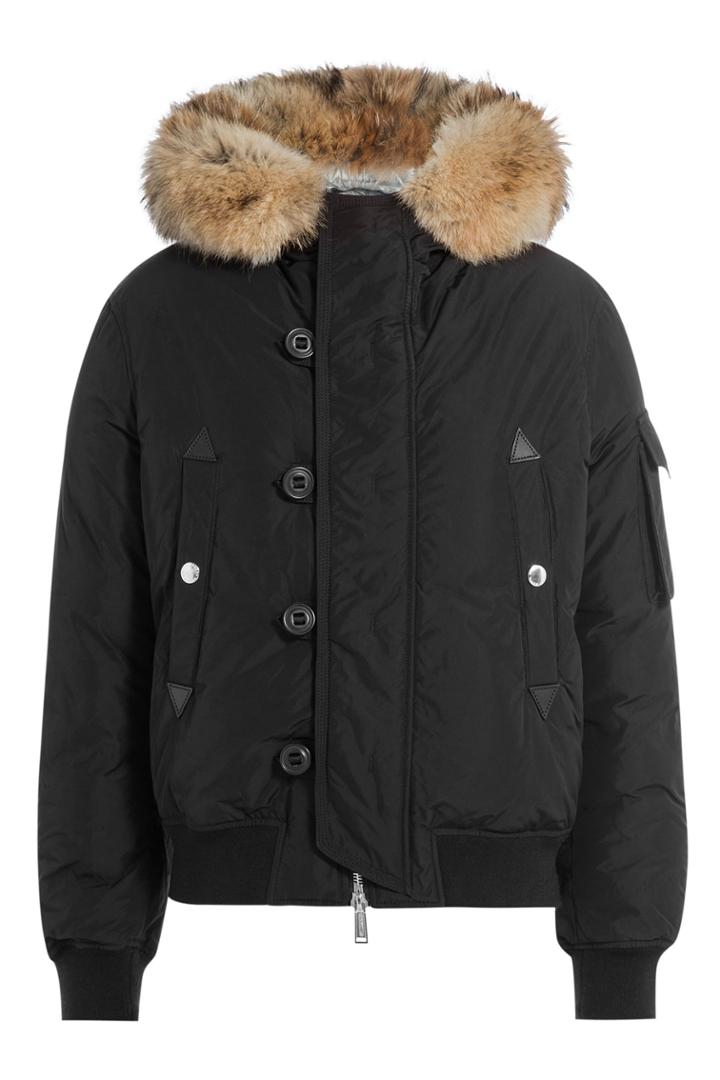 Dsquared2 Dsquared2 Down Jacket With Fur-trimmed Hood - Black