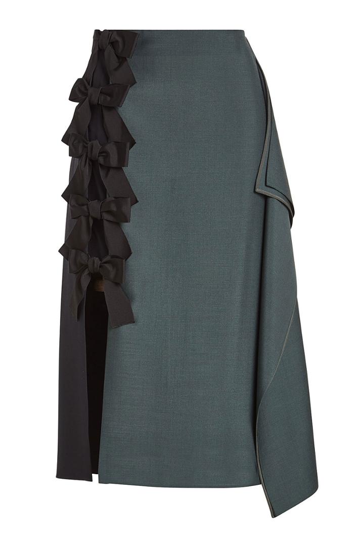 Fendi Fendi Asymmetric Wool Skirt With Bows