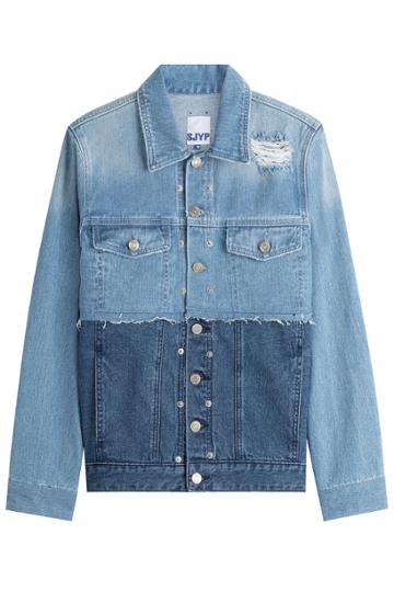 Sjyp Sjyp Two-tone Denim Jacket - Blue