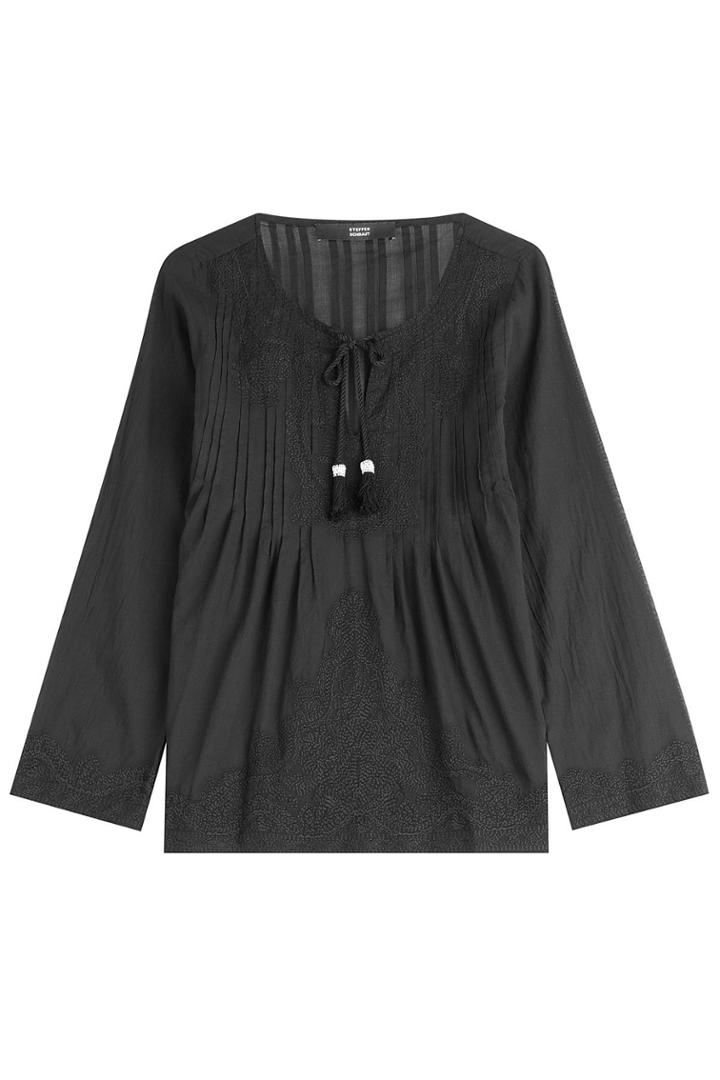 Steffen Schraut Steffen Schraut Cotton Baja Embroidered Blouse - Black
