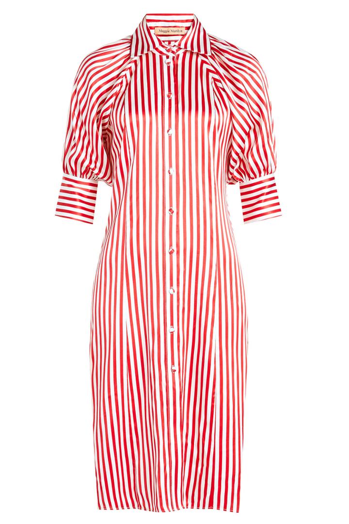 Maggie Marilyn Maggie Marilyn Tonis Striped Silk Shirt Dress
