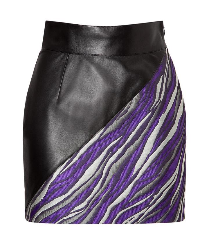 Fausto Puglisi Leather/jacquard Mini-skirt