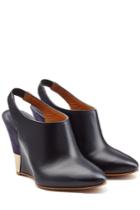 Chloé Chloé Leather Eliza Slingback Wedge - Blue