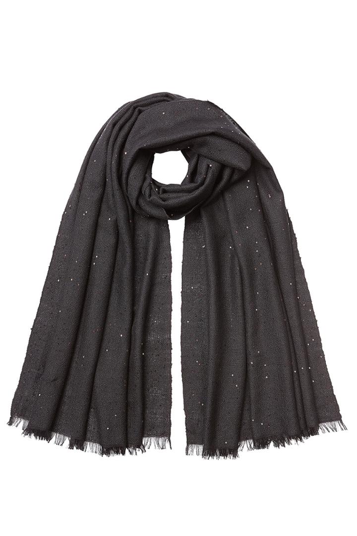 Brunello Cucinelli Brunello Cucinelli Sequin Embellished Cashmere-silk Scarf - Black