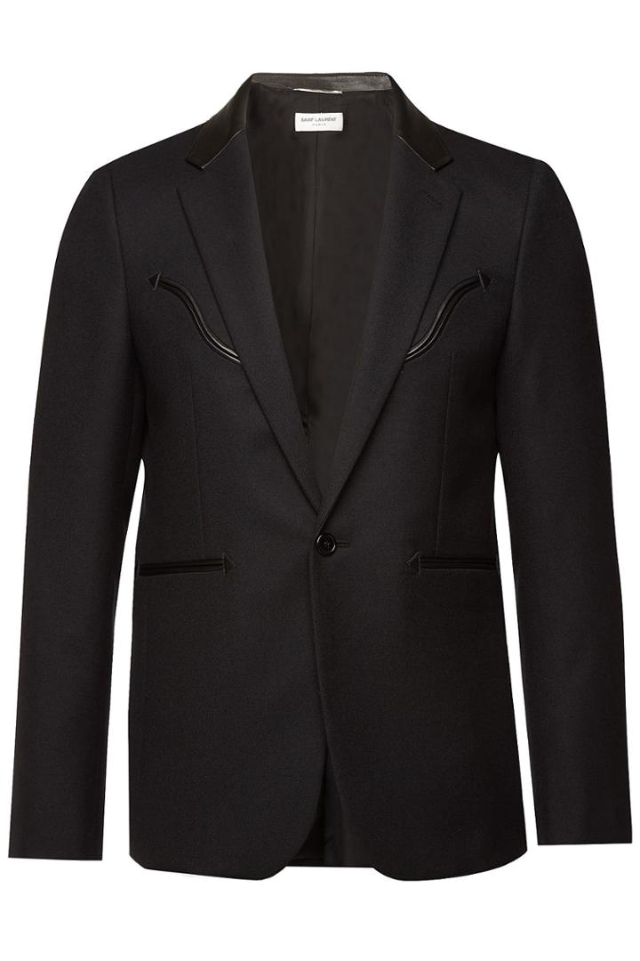 Saint Laurent Saint Laurent Wool Blazer With Leather