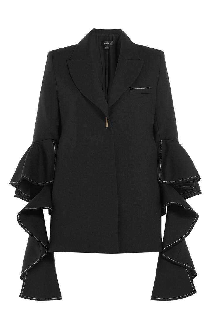 Ellery Ellery Wool Ruffle Sleeve Blazer - Black