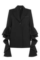 Ellery Ellery Wool Ruffle Sleeve Blazer - Black