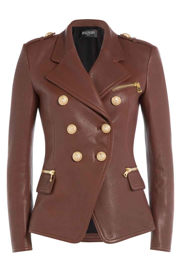 Balmain Balmain Leather Blazer - Brown