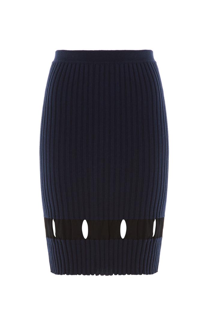 Alexander Wang Alexander Wang Ribbed Wool Skirt With Cut-out Detail - None