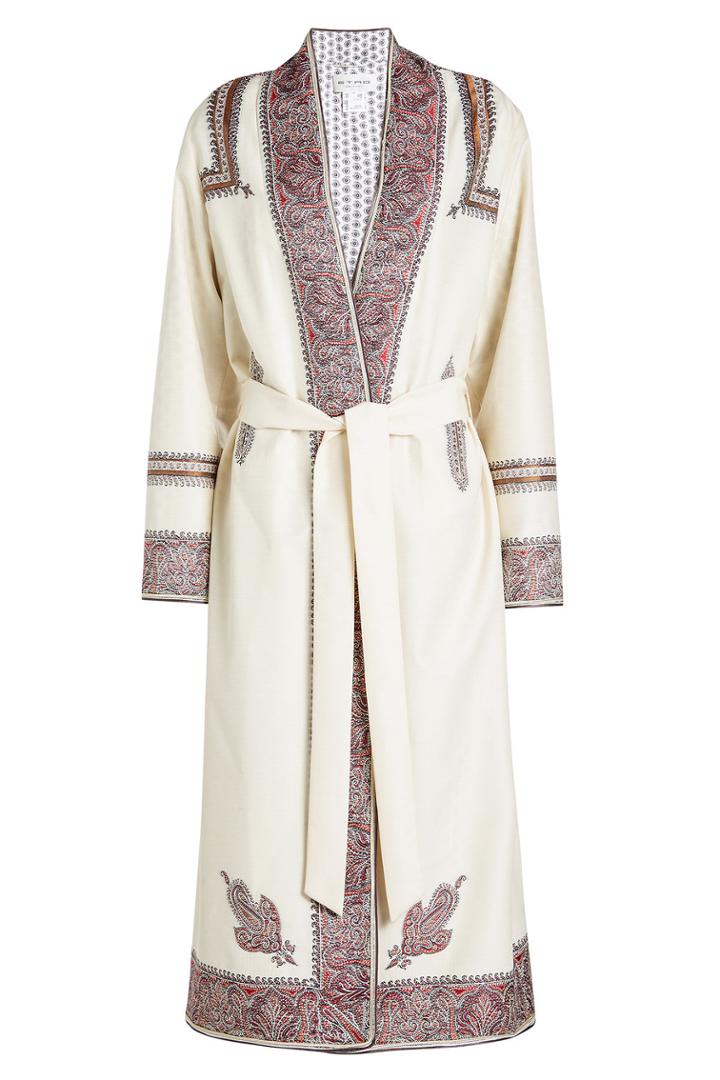 Etro Etro Embroidered Coat With Wool, Silk And Metallic Thread
