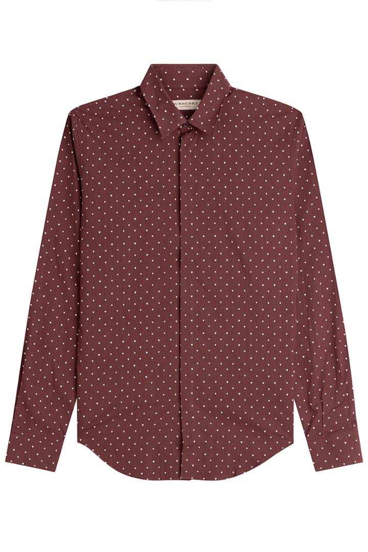 Burberry London Burberry London Slim Fit Printed Silk-cotton Shirt - Red