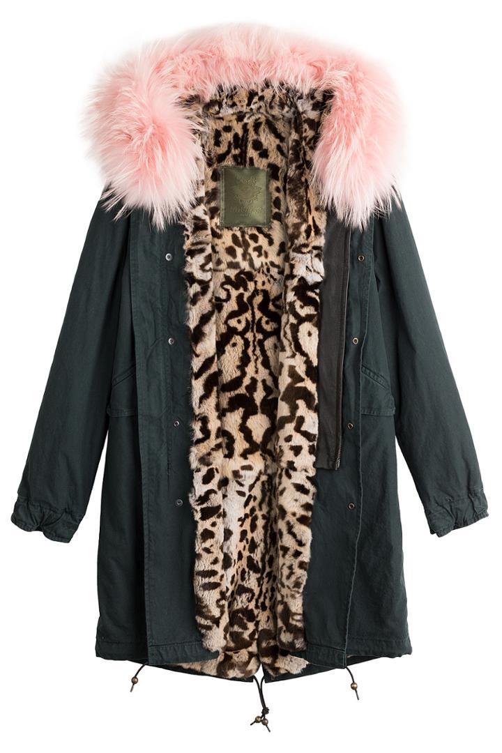 Mr & Mrs Italy Mr & Mrs Italy Cotton Parka With Fur And Leather Trim - Green