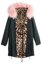 Mr & Mrs Italy Mr & Mrs Italy Cotton Parka With Fur And Leather Trim - Green