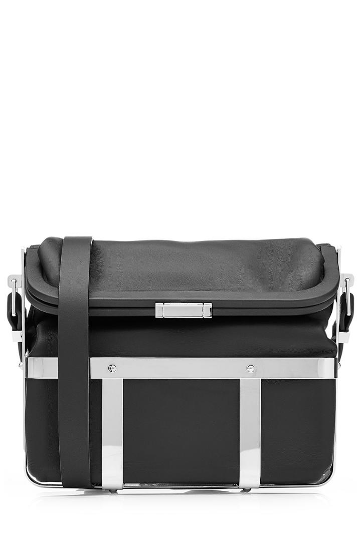Alexander Mcqueen Alexander Mcqueen Leather Shoulder Bag With Silver-tone Brass - Black