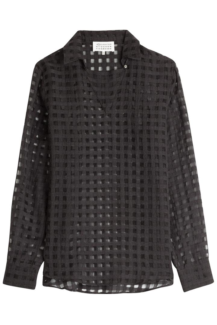 Maison Margiela Maison Margiela Wool-silk Sheer Blouse - Black