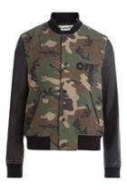 Off-white Off-white Camouflage Printed Wool Jacket With Leather Sleeves - Green