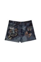 Valentino Valentino Denim Shorts With Embroidered Butterflies - Blue