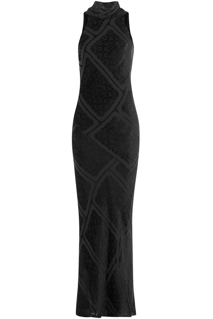 Maison Margiela Maison Margiela Floor Length Dress With Velvet - Black