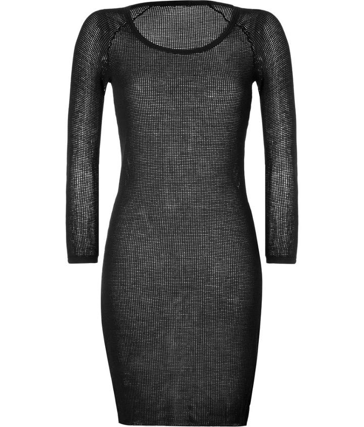 James Perse Cotton Mesh Raglan Sleeve Dress In Black