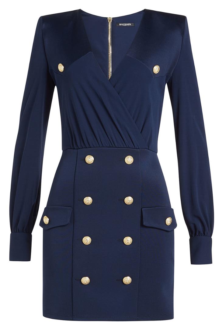 Balmain Balmain Draped Dress With Embossed Buttons
