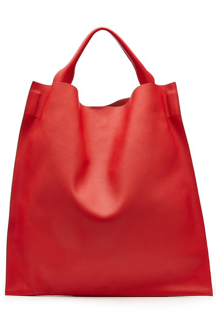 Jil Sander Jil Sander Large Leather Shopper Tote - Red