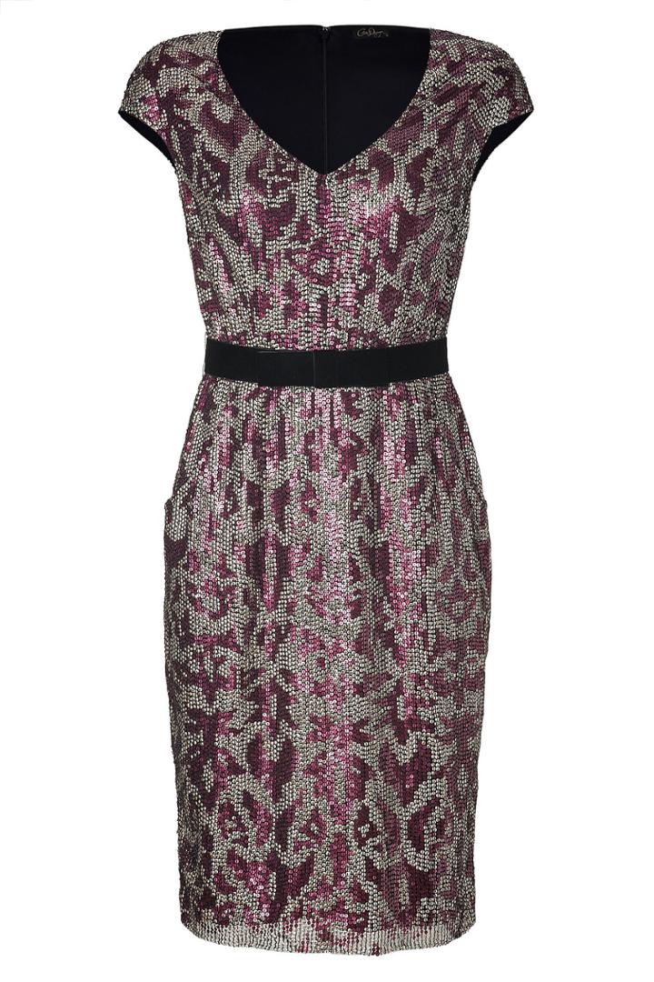 Collette Dinnigan Collette Dinnigan Rose/silver Cap Sleeve Sequined Highland Dress - None