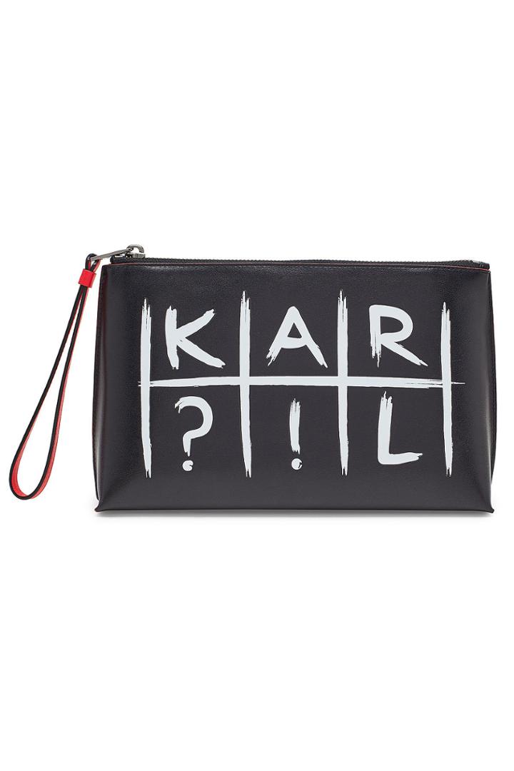 Karl Lagerfeld Karl Lagerfeld K/kuilted Tic Tac Toe Leather Pouch