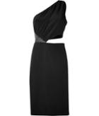 Tamara Mellon Silk/leather One Shoulder Dress With Grommet Embellishment