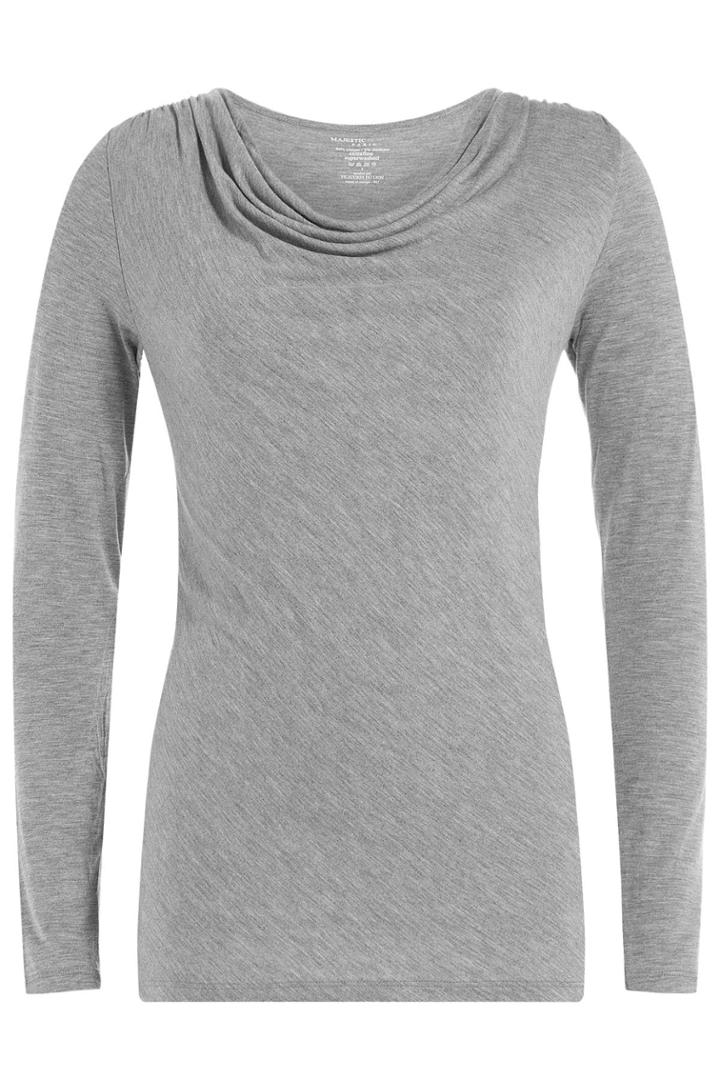 Majestic Majestic Long Sleeved Draped Top - Grey