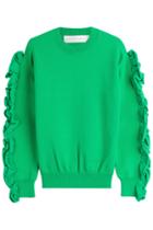 Victoria, Victoria Beckham Victoria, Victoria Beckham Pullover With Ruffled Sleeves - Green
