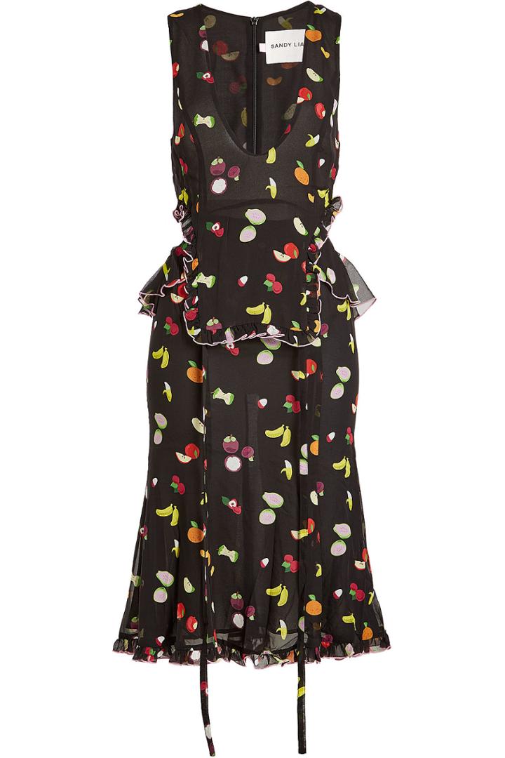 Sandy Liang Sandy Liang Printed Silk Dress With Cut-out Details
