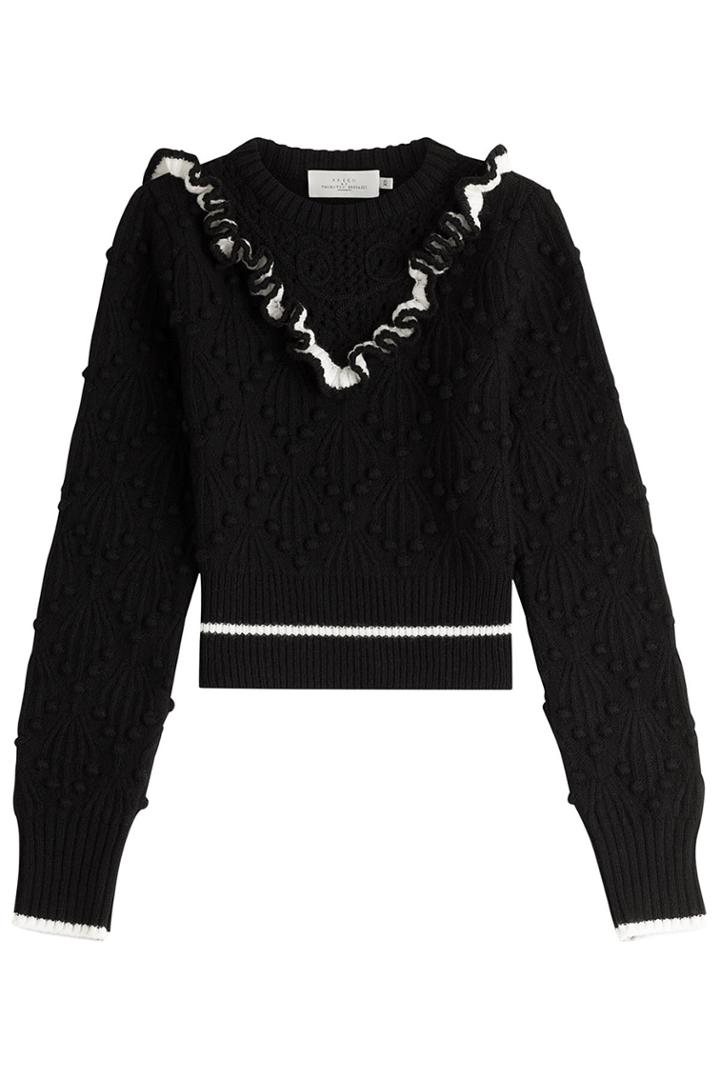 Preen Preen Cropped Wool Pullover With Ruffles