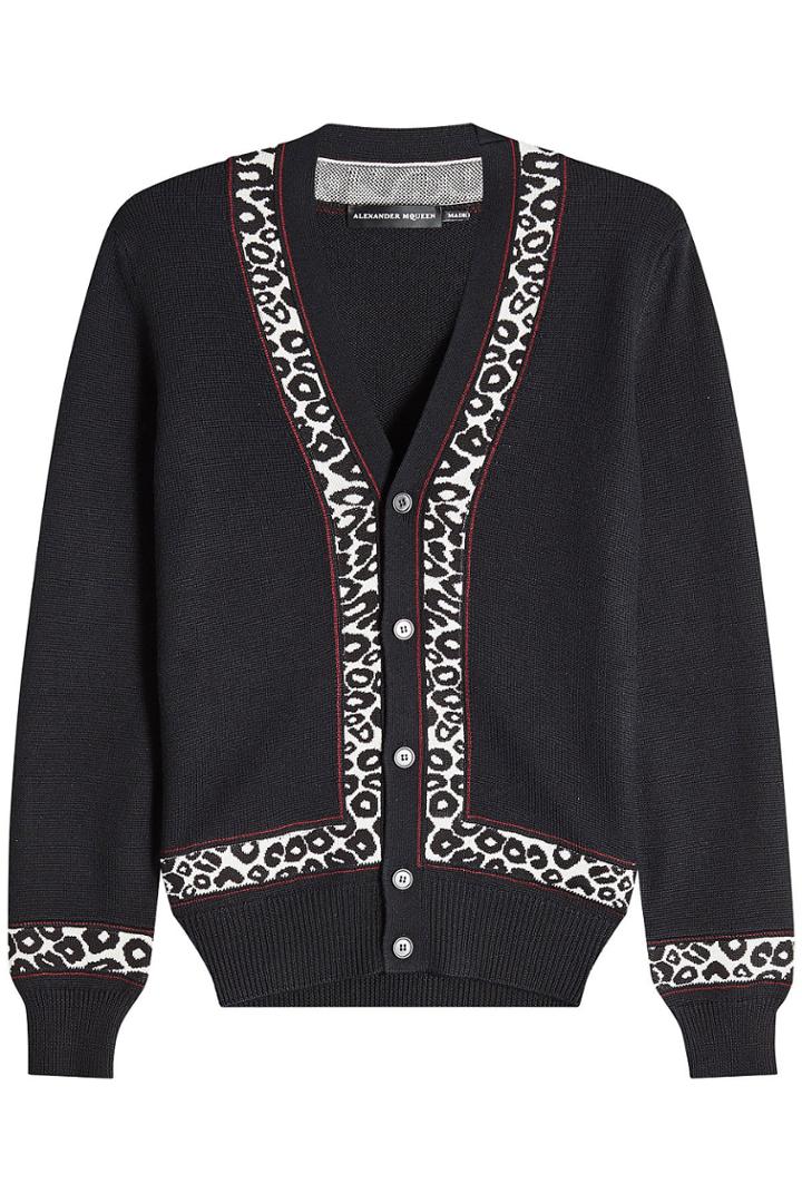 Alexander Mcqueen Alexander Mcqueen Printed Cadigan With Wool, Silk And Cashmere