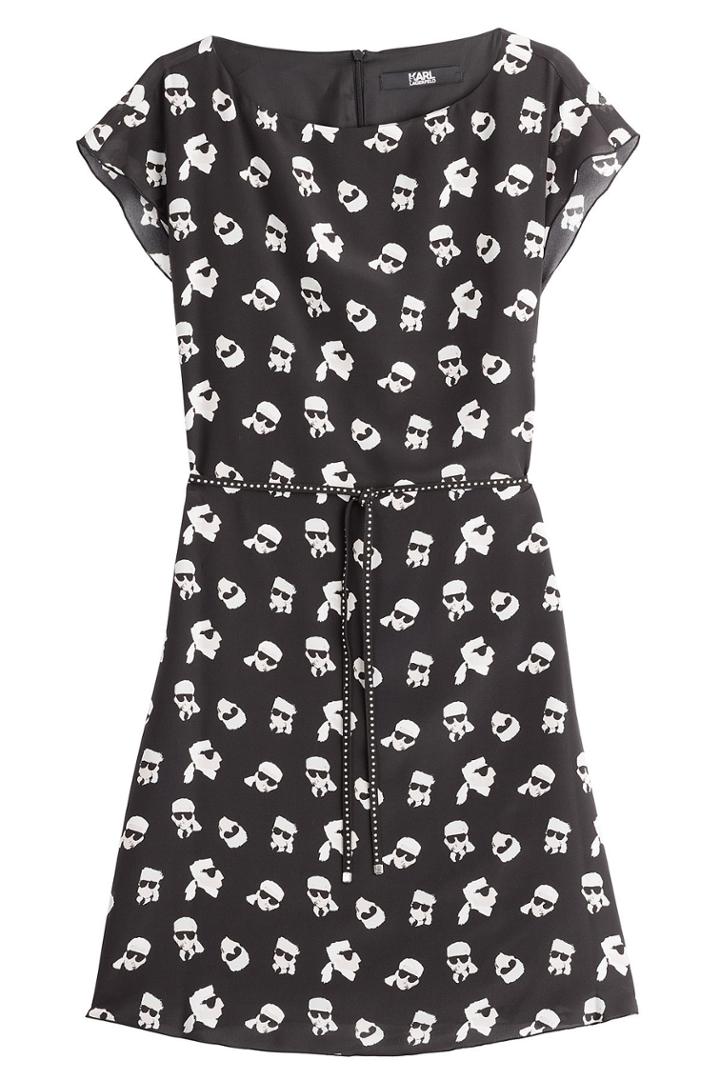 Karl Lagerfeld Karl Lagerfeld Painted Print Silk Dress