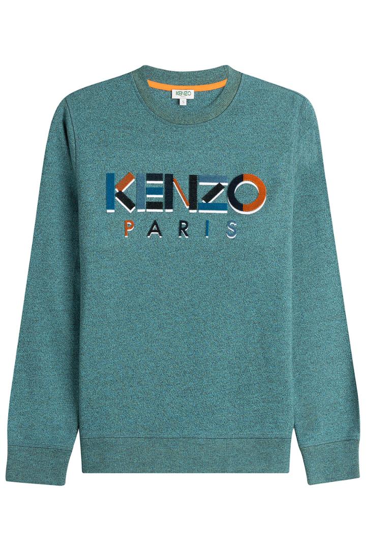 Kenzo Kenzo Cotton Sweatshirt With Textured Logo - Turquoise