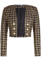 Balmain Balmain Cropped Jacket With Metallic Thread And Embossed Buttons