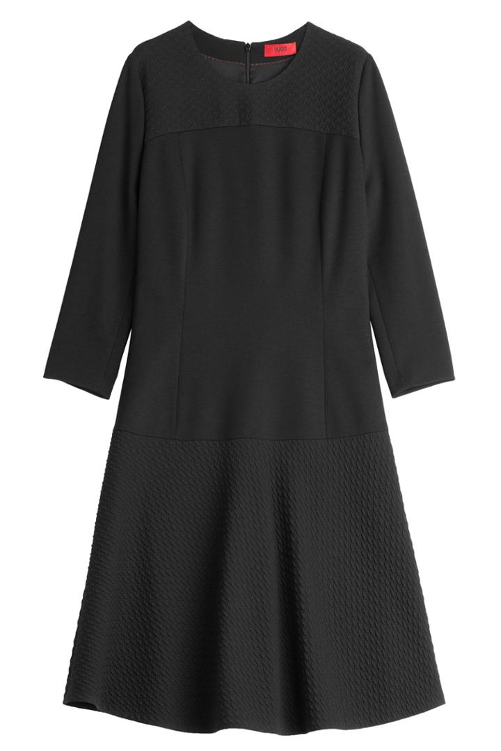 Hugo Hugo Long Sleeve Flared Dress - Black