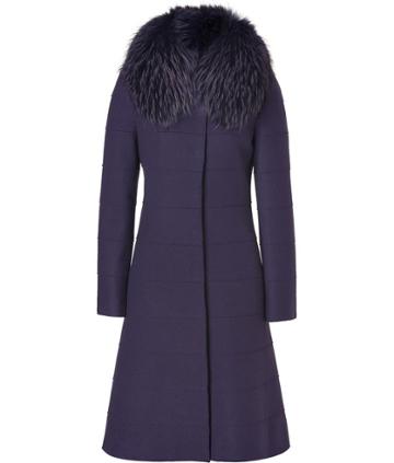 Alberta Ferretti Purple Wool Coat With Removable Fur Collar