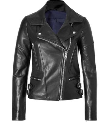 Victoria Beckham Denim Leather Joan Biker Jacket In Black