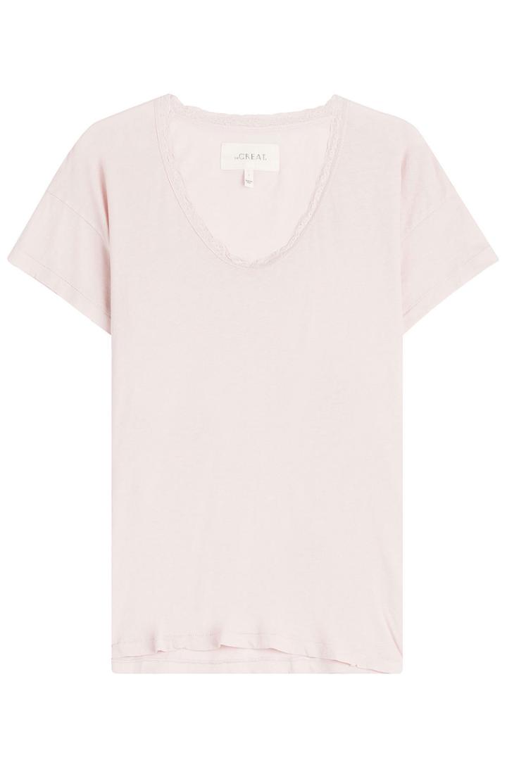 The Great The Great The Lacy U Neck Tee - Pink
